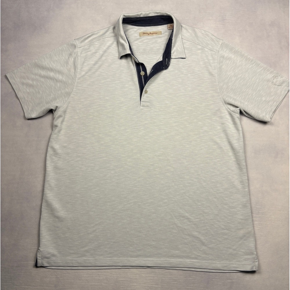 Tommy Bahama Mens XL Gray Emfielder Space Dye Modal Blend Polo Shirt TB214081R